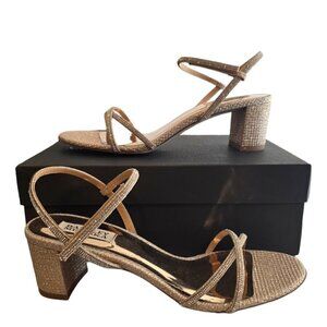 Badgley Mischka NIB Ultima Pale Gold Block Heels Sz 9.5
